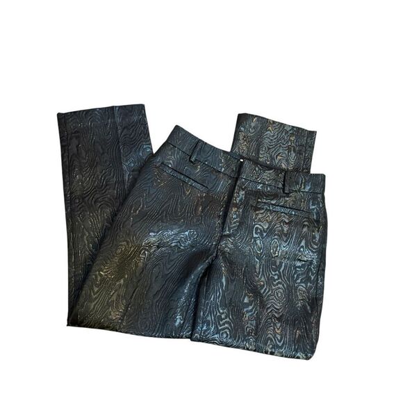 Anthropologie The Essential Slim Straight Pants Womens Sz 4 Black Motif Textured - Picture 14 of 16